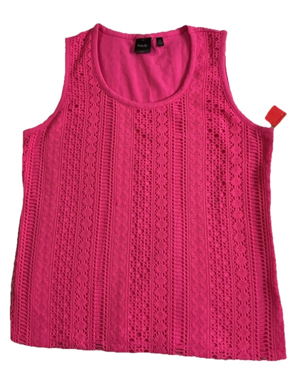 Rafaella Hot Pink Crochet Tank Top